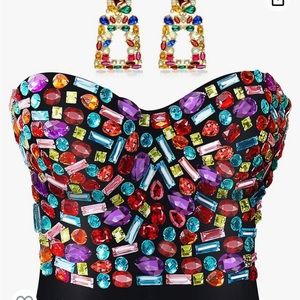 Multi colored bedazzeled crop top